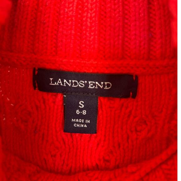 Lands' End Women's Red Cable Knit Turtleneck Sweater Size Small 6-8 - Picture 3 of 5